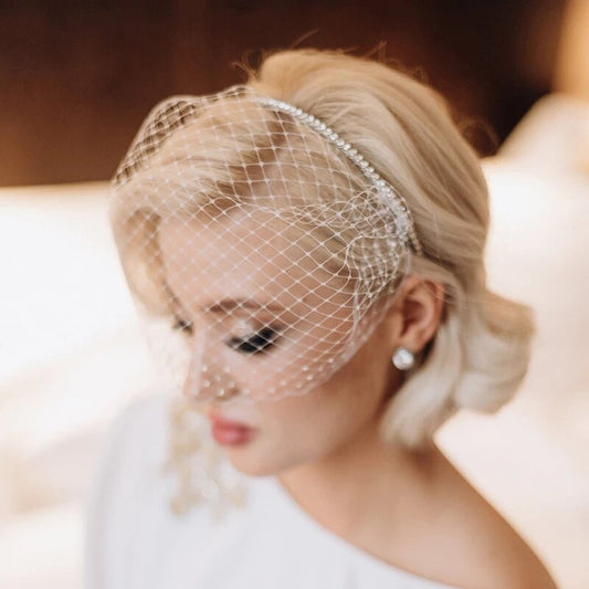 Bridal Birdcage Face Veil | Headbands Birdcage Veil | Bridal