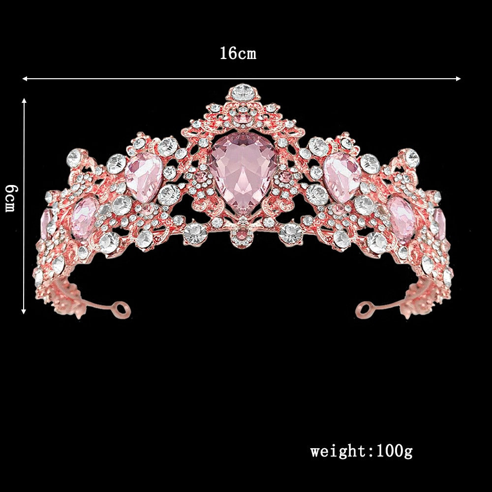 Baroque Tiaras Crowns Pink | Pink Crystal Queen Crown | Crown Jewelry