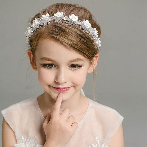 Lovely Princess Girls Pearls Jewelry Dress Flowers Headband Hair