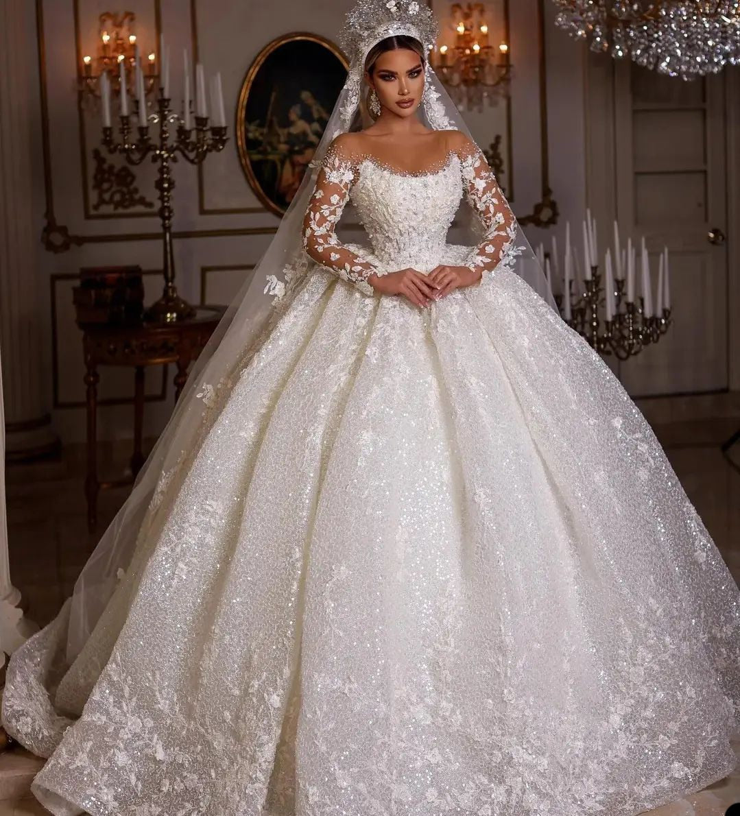 Wedding Dresses Elegant Glitters Lace | 2023 Luxury Wedding Dresses |