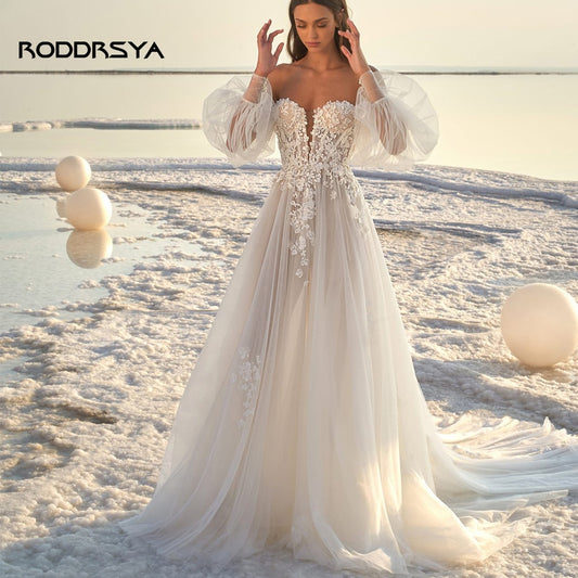 RODDRSYA Stunning Beach Wedding Dress 2022 For Women Off Shoulder