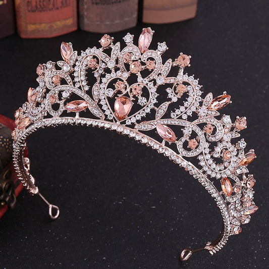 Retro Baroque Style Rose Gold/Silver Color Crystal Tiaras Crowns
