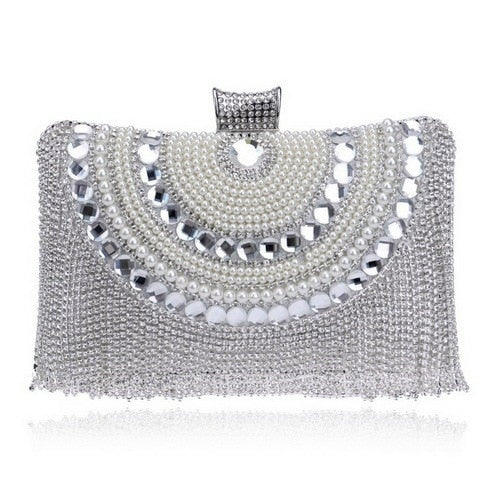 Rhinestones Tassel Clutch Diamonds Beaded Metal Evening Bags Chain