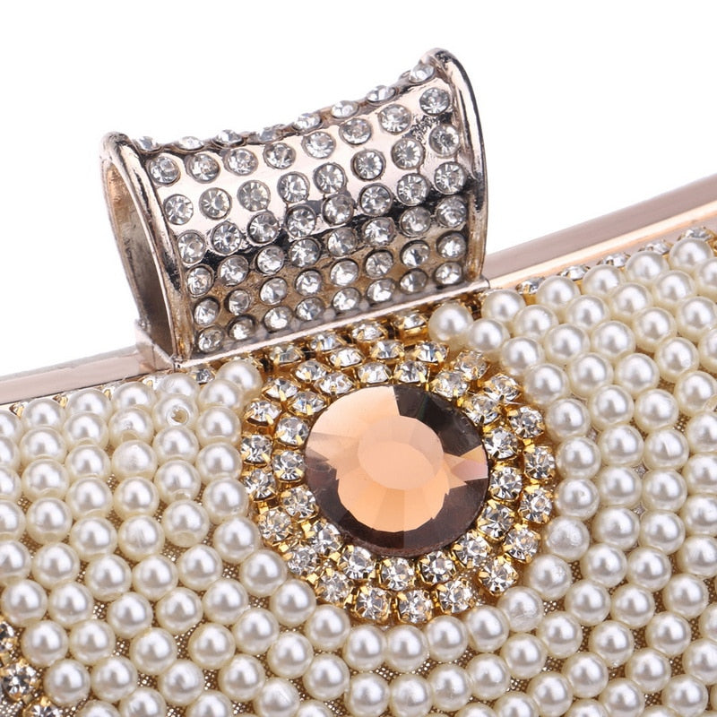 Rhinestones Tassel Clutch Diamonds Beaded Metal Evening Bags Chain