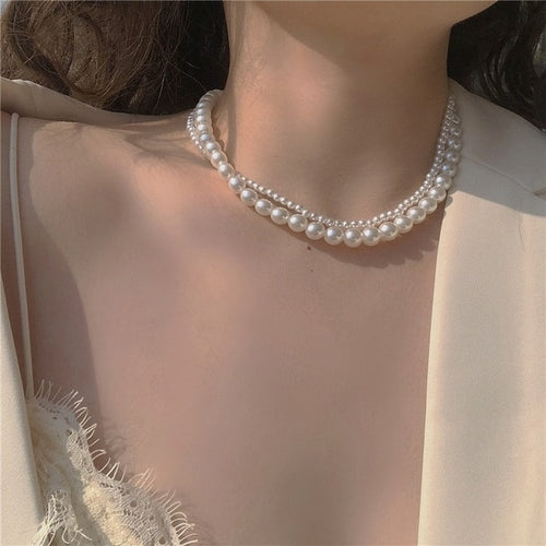 Korean Fashion Sweet Pearl Choker Necklace | Pearl Necklaces Women
