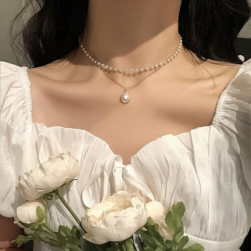 Korean Fashion Sweet Pearl Choker Necklace | Pearl Necklaces Women