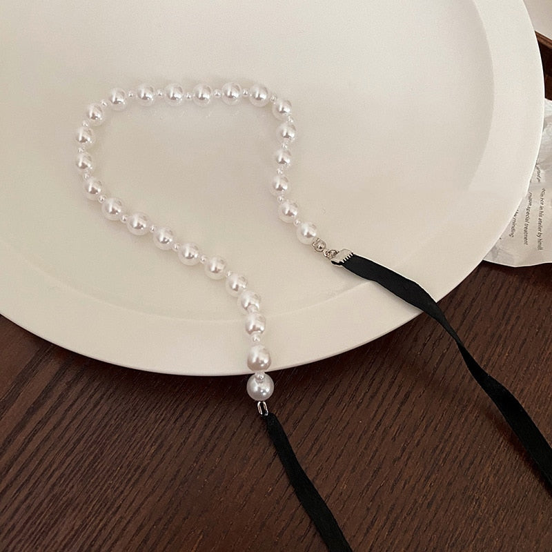 Korean Fashion Sweet Pearl Choker Necklace | Pearl Necklaces Women