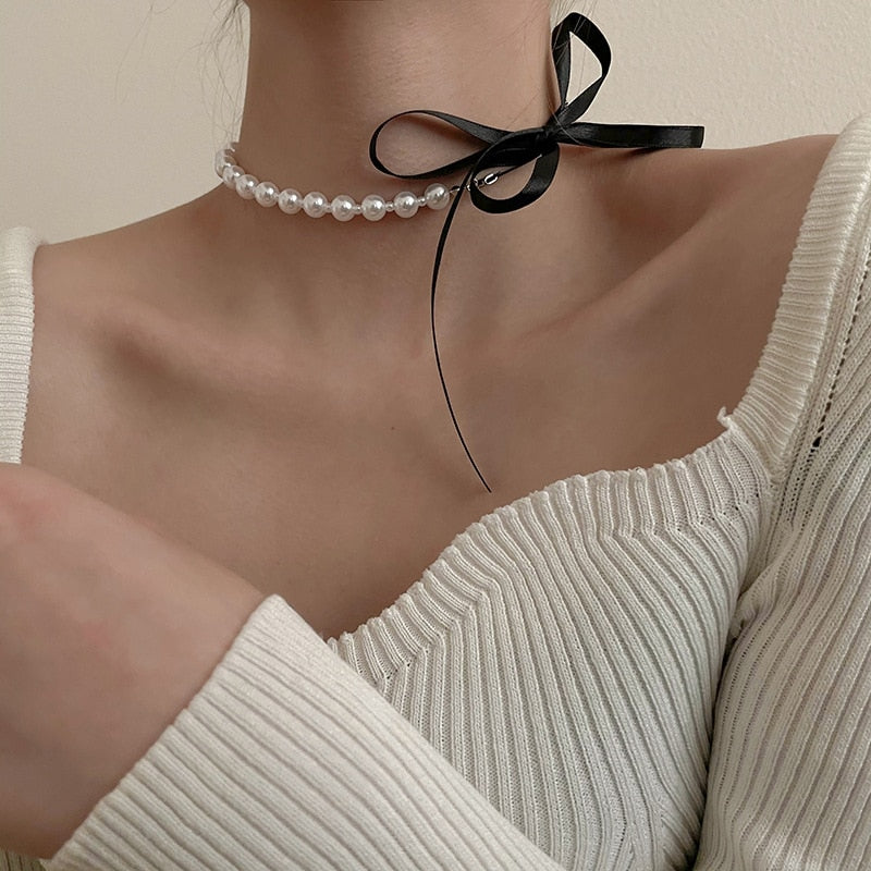 Korean Fashion Sweet Pearl Choker Necklace | Pearl Necklaces Women