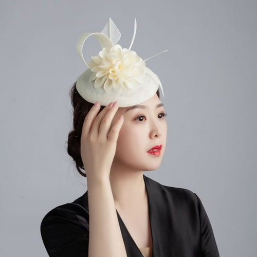 Women Formal Fedora Hat Mariage Bride Hairpins Ladies Elegant feathers