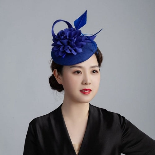 Women Formal Fedora Hat Mariage Bride Hairpins Ladies Elegant feathers