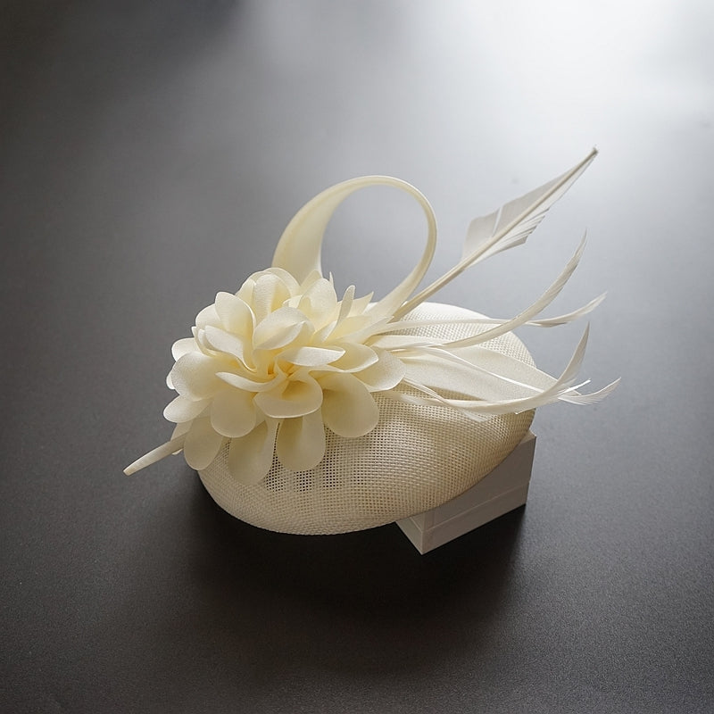 Women Formal Fedora Hat Mariage Bride Hairpins Ladies Elegant feathers